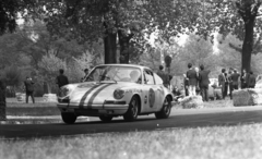 Magyarország, Népliget, Budapest X., Budapest Nagydíj, túraautó EB futam. A Porsche 911 versenyautóban a futamgyőztes Toine Hezemans., 1969, Urbán Tamás, autóverseny, Porsche-márka, szalma, Budapest, Fortepan #89594