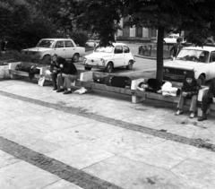 Magyarország, Budapest VIII., Blaha Lujza tér., 1977, Urbán Tamás, Polski Fiat-márka, Zastava 750, rendszám, Polski Fiat 125p, VAZ 2101, Budapest, Fortepan #89615