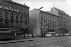 Hungary, Budapest V., Károly (Tanács) körút., 1969, UVATERV, bus, sign-board, firewall, Budapest, Fortepan #8968