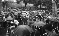 Magyarország, Budapest I., Várkert Bazár, Budai Ifjúsági Park., 1977, Urbán Tamás, tömeg, esernyő, Budapest, Fortepan #89947