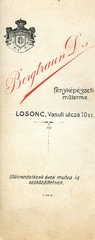 Szlovákia, Losonc, Vasút utca 10., Bergtraun Dezső fényképészeti műterme., 1900, Mészöly Leonóra, műterem, fényképész, hátlap, Fortepan #90052