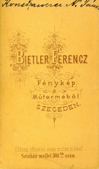 Magyarország, Szeged, Színház mellett 308. sz., Bietler Ferenc fényképműterme. A felvétel 1870-ben készült., 1900, Mészöly Leonóra, műterem, fényképész, hátlap, Fortepan #90057