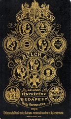 Magyarország, Budapest V., Hercegprimás (Nagy korona) utca , Bülch Ágost fényképész. A felvétel 1880-ban készült., 1900, Mészöly Leonóra, műterem, fényképész, hátlap, Budapest, Fortepan #90067