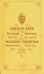 Szlovákia, Pozsony, Barát utca 17., Carlo di Ságo fényképész üveg csarnoka. A felvétel 1871-ben készült., 1900, Mészöly Leonóra, műterem, fényképész, hátlap, Fortepan #90078