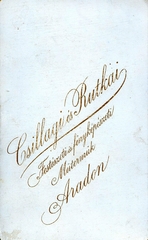 Románia,Erdély, Arad, Csillagi és Rutkai festészeti és fényképészeti műterme. A felvétel 1880-ban készült., 1900, Mészöly Leonóra, műterem, fényképész, hátlap, Fortepan #90087