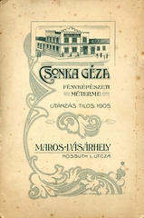 Románia,Erdély, Marosvásárhely, Kossuth Lajos utca, Csonka Géza fényképészeti műterme., 1905, Mészöly Leonóra, műterem, fényképész, hátlap, Fortepan #90089