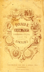 Magyarország,Szlovákia, Budapest V.,Eperjes, Hercegprimás (Három Korona) utca, Bazár 33., Divald Károly fényképészeti műintézete. A felvétel 1879-ben készült., 1900, Mészöly Leonóra, műterem, fényképész, hátlap, Budapest, Fortepan #90094