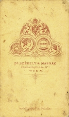 Ausztria, Bécs, Elizabethstrasse 1., Dr. Székely & Massak fényképészek. A felvétel 1868-ban készült., 1900, Mészöly Leonóra, műterem, fényképész, hátlap, Fortepan #90100