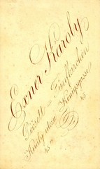 Magyarország, Pécs, Király utca 45., Exner Károly fényképész. A felvétel 1877-ben készült., 1900, Mészöly Leonóra, műterem, fényképész, hátlap, Fortepan #90124