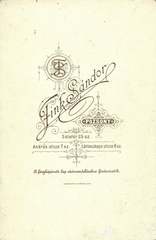 Szlovákia, Pozsony, Sétatér 25., András utca 7., Lőrinczkapu utca 8., Fink Sándor fényképész. A felvétel 1890-ben készült., 1900, Mészöly Leonóra, műterem, fényképész, hátlap, Fortepan #90129