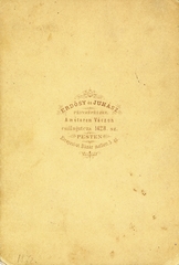 Magyarország, Budapest VIII.,Vác, Csillag utca 1428., Rákóczi (Kerepesi) út 3., Erdősy és Juhász fényképészek. A felvétel 1872-ben készült., 1900, Mészöly Leonóra, műterem, fényképész, hátlap, Budapest, Fortepan #90146