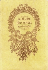 Magyarország, Mezőtúr, Hajdú József fényképész. A felvétel 1868-ban készült., 1900, Mészöly Leonóra, műterem, fényképész, hátlap, Fortepan #90151