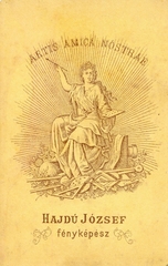 Magyarország, Mezőtúr, Hajdú József fényképész. A felvétel 1870-ben készült., 1900, Mészöly Leonóra, műterem, fényképész, hátlap, Fortepan #90152