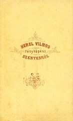 Magyarország, Szentes, Herzl Vilmos fényképész. A felvétel 1865-ben készült., 1900, Mészöly Leonóra, műterem, fényképész, hátlap, Fortepan #90154