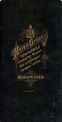 Magyarország, Budapest VIII.,Budapest V.,Budapest IX., Erzsébet tér 18., Üllői út 37., Rákóczi (Kerepesi) út 17., Mayer György fényképész. A felvétel 1880-ban készült., 1900, Mészöly Leonóra, műterem, fényképész, hátlap, Budapest, Fortepan #90167