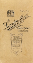 Románia,Erdély, Temesvár, Hunyadi út 9., Szenetra József fényképész., 1910, Mészöly Leonóra, műterem, fényképész, hátlap, Fortepan #90179