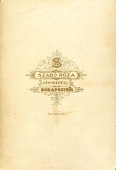 Magyarország, Budapest V., Szabó Róza fényképész. A felvétel 1885-ben készült., 1900, Mészöly Leonóra, műterem, fényképész, hátlap, Budapest, Fortepan #90181