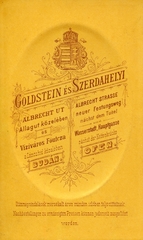 Magyarország, Budapest I., Hunyadii János (Albrecht) út, Goldstein és Szerdahelyi fényképészek. A felvétel 1870-ben készült., 1900, Mészöly Leonóra, műterem, fényképész, hátlap, Budapest, Fortepan #90204