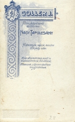 Szlovákia, Nagytapolcsány, Goller J. fényképészeti műterme., 1900, Mészöly Leonóra, műterem, fényképész, hátlap, Fortepan #90205