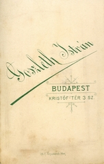 Magyarország, Budapest V., Kristóf tér 3., Goszleth István fényképész. A felvétel 1890-ben készült., 1900, Mészöly Leonóra, műterem, fényképész, hátlap, Budapest, Fortepan #90211