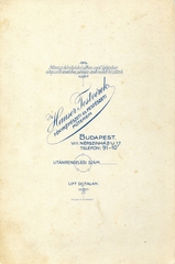 Magyarország, Budapest VIII., Népszínház út 17., Hauser testvérek műterme., 1910, Mészöly Leonóra, műterem, fényképész, hátlap, Budapest, Fortepan #90224