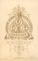 Magyarország, Szentes, Hegedűs Vilmos fényképész. A felvétel 1884-ben készült., 1900, Mészöly Leonóra, műterem, fényképész, hátlap, Fortepan #90226