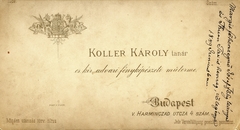 Magyarország, Budapest V., Harmincad utca 4., Koller Károly tanár, fényképészeti műterme. A felvétel 1889-ben készült., 1900, Mészöly Leonóra, műterem, fényképész, hátlap, Budapest, Fortepan #90260