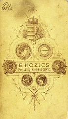 Szlovákia, Pozsony, Promenade 2., Kozics E. fényképész. A felvétel 1868-ban készült., 1900, Mészöly Leonóra, műterem, fényképész, hátlap, Fortepan #90265