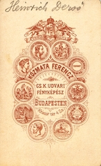 Magyarország, Budapest V., Kristóf tér 4., Kózmata Ferencz fényképész. A felvétel 1876-ban készült., 1900, Mészöly Leonóra, műterem, fényképész, hátlap, Budapest, Fortepan #90274