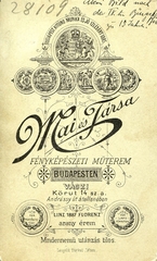 Magyarország, Budapest V., Bajcsy-Zsilinszky út (Váci körút) 14., Mai Manó és Társa fényképészeti műterme. A felvétel 1887-ben készült., 1900, Mészöly Leonóra, műterem, fényképész, hátlap, Budapest, Fortepan #90300