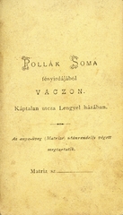 Magyarország, Vác, Káptalan utca, Pollák Soma fényirdája. A felvétel 1865-ben készült., 1900, Mészöly Leonóra, műterem, fényképész, hátlap, Fortepan #90327