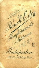 Magyarország, Budapest VIII., József körút 51., Rauch Ede fényképészeti műterme. A felvétel 1891-ben készült., 1900, Mészöly Leonóra, műterem, fényképész, hátlap, Budapest, Fortepan #90336