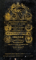 Románia,Erdély, Arad, Fő tér 41., Ravasz Imre fényképészeti műterme. A felvétel 1880-ban készült., 1900, Mészöly Leonóra, műterem, fényképész, hátlap, Fortepan #90337