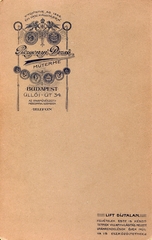 Magyarország, Budapest VIII., Üllői út 34., Rozgonyi Dezső műterme., 1900, Mészöly Leonóra, műterem, fényképész, hátlap, Budapest, Fortepan #90349