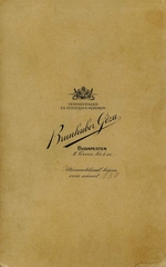 Magyarország, Budapest I., Corvin tér 5., Brunhuber Géza műterme., 1910, Mészöly Leonóra, műterem, fényképész, hátlap, Budapest, Fortepan #90350