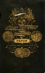 Magyarország, Pápa, Fő tér 259., Skoff testvérek fényképterme. A felvétel 1880-ban készült., 1900, Mészöly Leonóra, műterem, fényképész, hátlap, Fortepan #90373