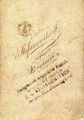 Magyarország, Budapest VIII., József körút 8., Stefanowitsch Z. G. fényképész. A felvétel 1896-ban készült., 1900, Mészöly Leonóra, műterem, fényképész, hátlap, Budapest, Fortepan #90376