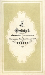 Magyarország, Budapest V., Dorottya utca 11., Strelisky L. fényképész. A felvétel 1860-ban készült., 1900, Mészöly Leonóra, műterem, fényképész, hátlap, Budapest, Fortepan #90380