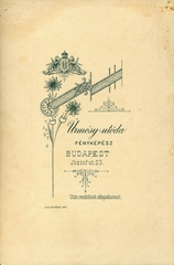 Hungary, Budapest VIII., József utca 83., Űrmősy utóda, fényképész., 1903, Mészöly Leonóra, studio, photographer, verso, Budapest, Fortepan #90409