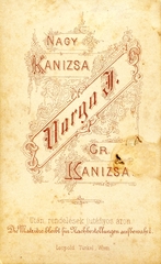 Magyarország, Nagykanizsa, Varga I. fényképész. A felvétel 1880-ban készült., 1900, Mészöly Leonóra, műterem, fényképész, hátlap, Fortepan #90410