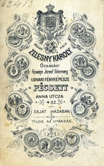 Magyarország, Pécs, Anna utca 4., Zelesny Károly fényképész. A felvétel 1896-ban készült., 1900, Mészöly Leonóra, műterem, fényképész, hátlap, Fortepan #90422