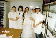 1985, Fortepan, colorful, tableau, women, bride, boy, baking man, bakery, confectioner, Fortepan #9049