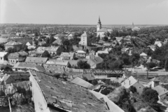 Magyarország, Dunaföldvár, a város látképe a Kálváriáról., 1955, UVATERV, egy dunai hajóút, látkép, sínpálya, városkép, Fortepan #91068