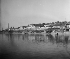 Magyarország, Budapest XXII., a Duna a "budafoki gázló"-nál, szemben a Nagytétényi (Petőfi) út házai., 1955, UVATERV, egy dunai hajóút, Budapest, lakóház, folyópart, Fortepan #91121