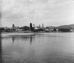 Magyarország, Szentendre, a város a Dunáról nézve., 1955, UVATERV, egy dunai hajóút, látkép, templom, Fortepan #91155