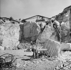 Magyarország, Süttő, mészkőbánya., 1955, UVATERV, egy dunai hajóút, kőbánya, Fortepan #91238