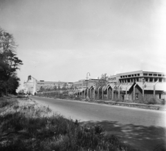 Magyarország, Almásfüzitő, (ekkor Szőny településrésze) Timföldgyár., 1955, UVATERV, egy dunai hajóút, kerítés, gyártelep, Fortepan #91248