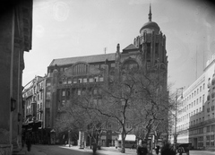 Magyarország, Budapest V., Deák Ferenc tér, a Sütő utca torkolata., 1951, UVATERV, plakát, hirdetőoszlop, Budapest, Fortepan #9131