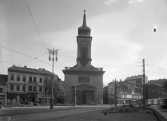 Magyarország, Budapest IX., Kálvin tér, református templom., 1953, UVATERV, lámpaoszlop, Budapest, Fortepan #9136