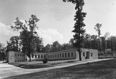 Magyarország, Hűvösvölgy, Budapest II., üzemfőnökségi épület a Gyermekvasút (Úttörővasút) végállomásánál., 1950, UVATERV, épület, Gyermekvasút, Budapest, végállomás, Fortepan #91370